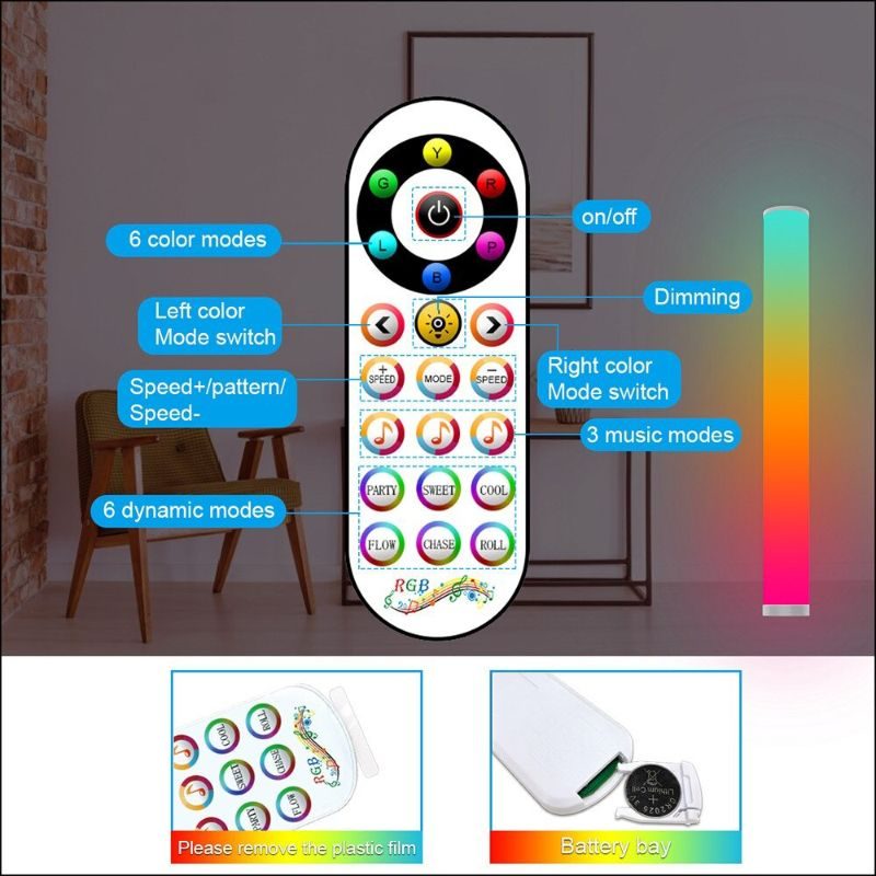 Moderná Led Valcová Stojaca Lampa Nočná Rgb16 Color App Remote Usb