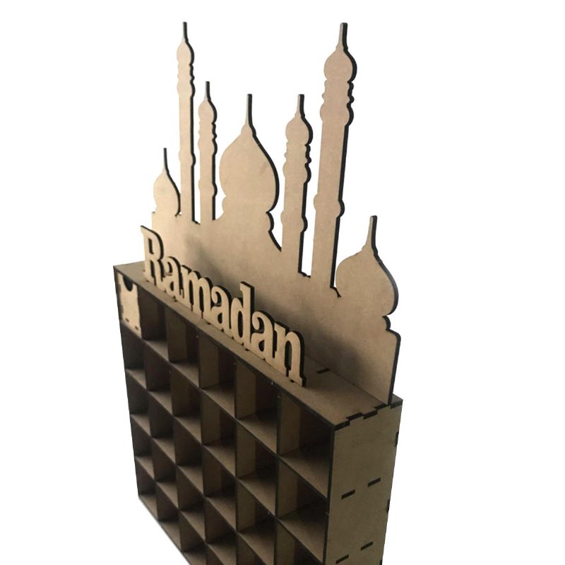 Ramadán Adventný Kalendár Diy Domáca Zásuvka 30 Mriežok Mdf Stojan Rack Dekorácie