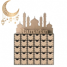 Ramadán Adventný Kalendár Diy Domáca Zásuvka 30 Mriežok Mdf Stojan Rack Dekorácie