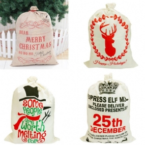 Vianočné Santa Darčekové Vrece Látková Pančucha Skladovanie Pytlovina Bag Balík Ozdoby