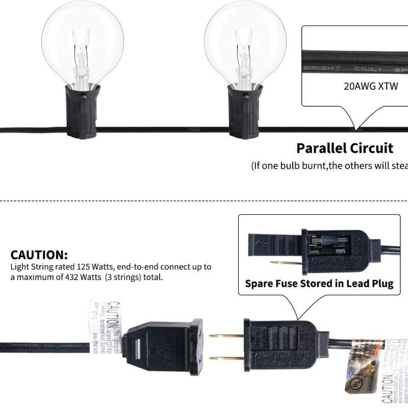 Vonkajšie Svetlá String 25 Feet Globe Patio Lights