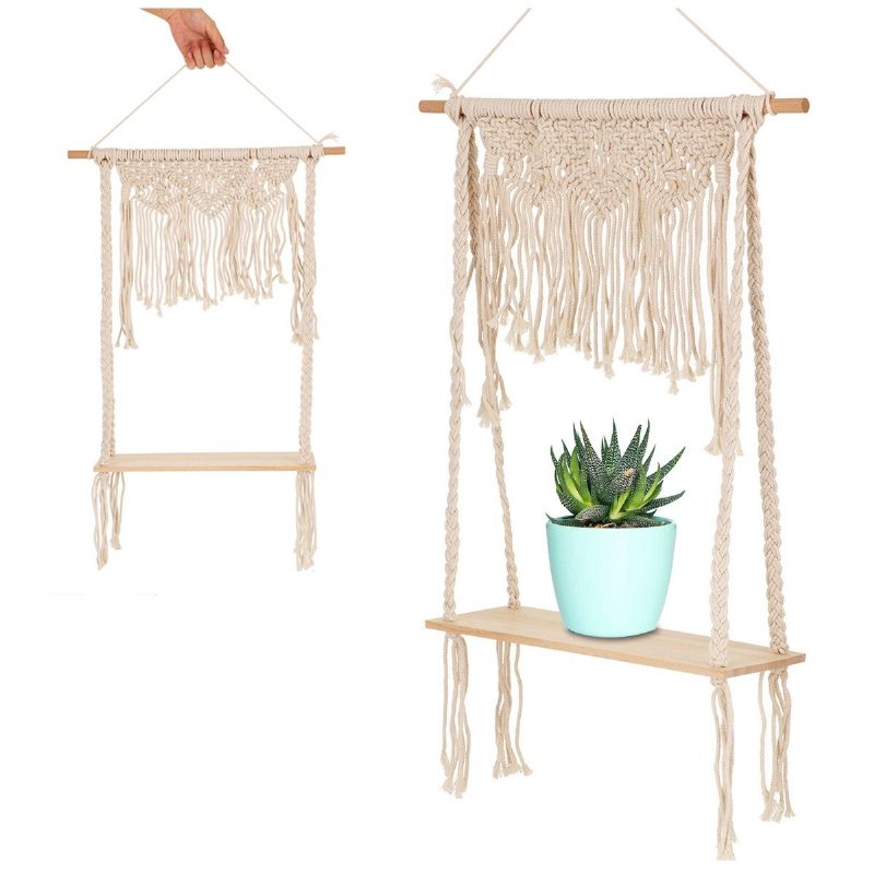 Woven Macrame Boho Plant Hanger Holder Tapestry Nástenné Umenie Pre Domáce Úložné Dekorácie