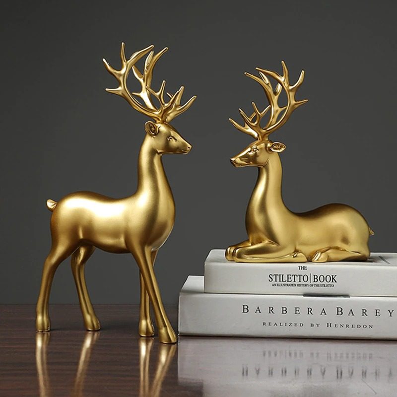 Živica Deer Golden Bull Figúrky Home Decor