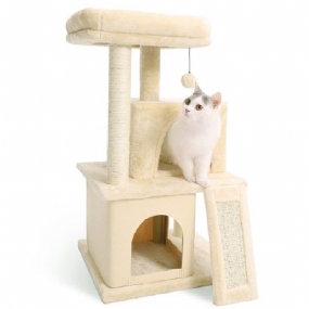 Cat Tree Dual House Plyšový Ostriež Na Škrabanie Sisalových Stĺpikov Veža