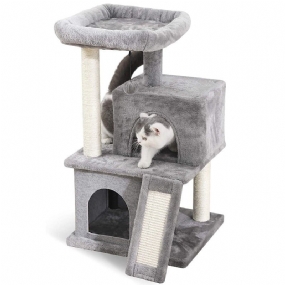 Cat Tree Dual House Plyšový Ostriež Na Škrabanie Sisalových Stĺpikov Veža