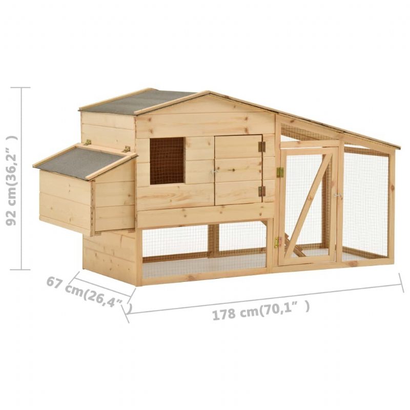 Kuracia Klietka Z Masívneho Borovicového Dreva 70.1" X 26.4" X 36.2"