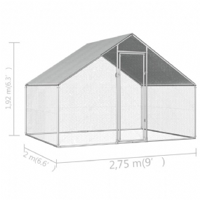 Vonkajšia Klietka Pre Kurčatá 9'x6.6'x6'3" Pozinkovaná Oceľ