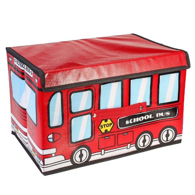 1.8 L Vodotesný Autobus V Tvare Autobusu Pre Deti Detské Hračky Úložný Box Skladací Košík Na Z Netkanej Textílie S Kreslenými Vzormi Do Auta