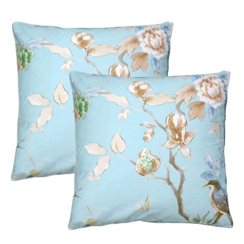 2ks Farmhouse Kvetinové Obliečky Na Vankúše 100% Egyptská Bavlna Shabby Blue Bird Print Vankúš Shams Dekoratívne Na