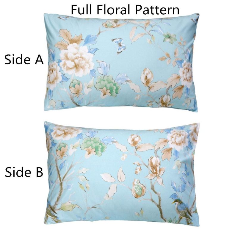 2ks Farmhouse Kvetinové Obliečky Na Vankúše 100% Egyptská Bavlna Shabby Blue Bird Print Vankúš Shams Dekoratívne Na