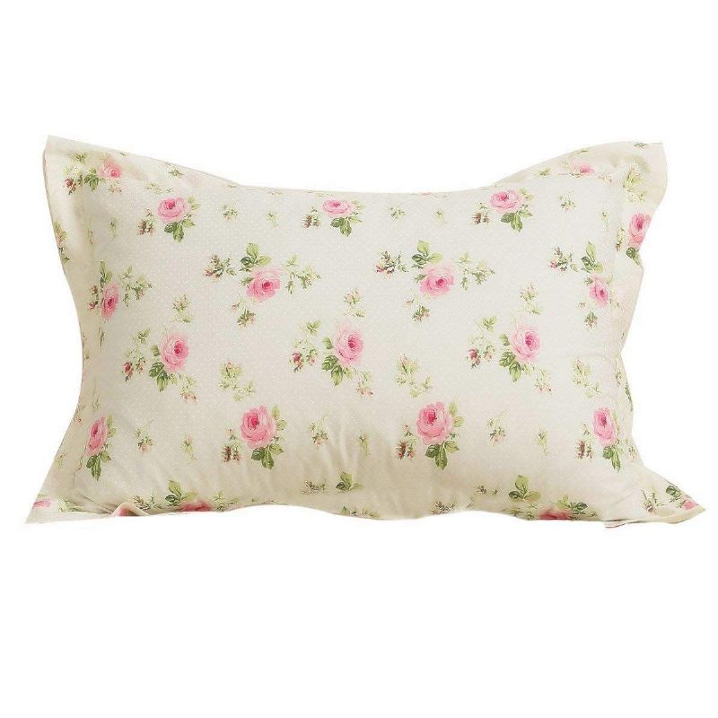 2ks Farmhouse Shabby Pink Roseette Print Rustikálne Vankúše Shams 100% Bavlna Obliečky Na