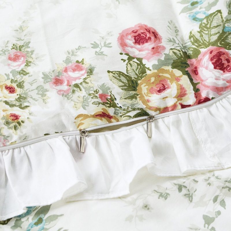 3 Ks Farmhouse Floral Ruffle Obliečky Set Vintage Rose 100% Bavlna