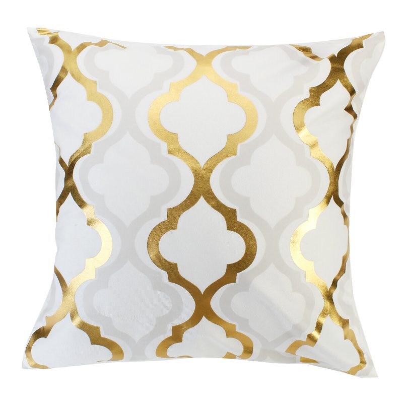 45 X 45 cm Cushion Gold Leaves Geometrický Vzor Poťah Na Vankúš Štvorcové Dekoratívne Obliečky Na Vankúše Pre Dekoráciu Kresla Na Pohovku