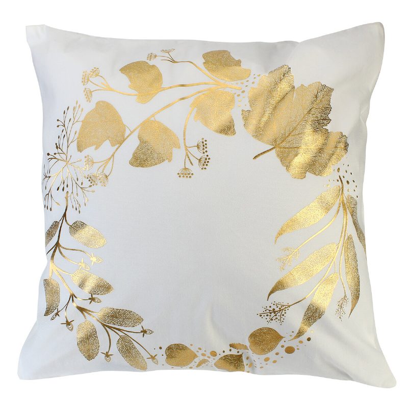 45 X 45 cm Cushion Gold Leaves Geometrický Vzor Poťah Na Vankúš Štvorcové Dekoratívne Obliečky Na Vankúše Pre Dekoráciu Kresla Na Pohovku