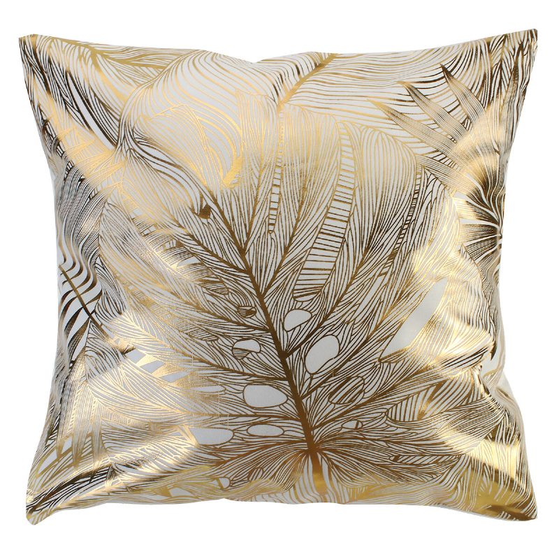 45 X 45 cm Cushion Gold Leaves Geometrický Vzor Poťah Na Vankúš Štvorcové Dekoratívne Obliečky Na Vankúše Pre Dekoráciu Kresla Na Pohovku