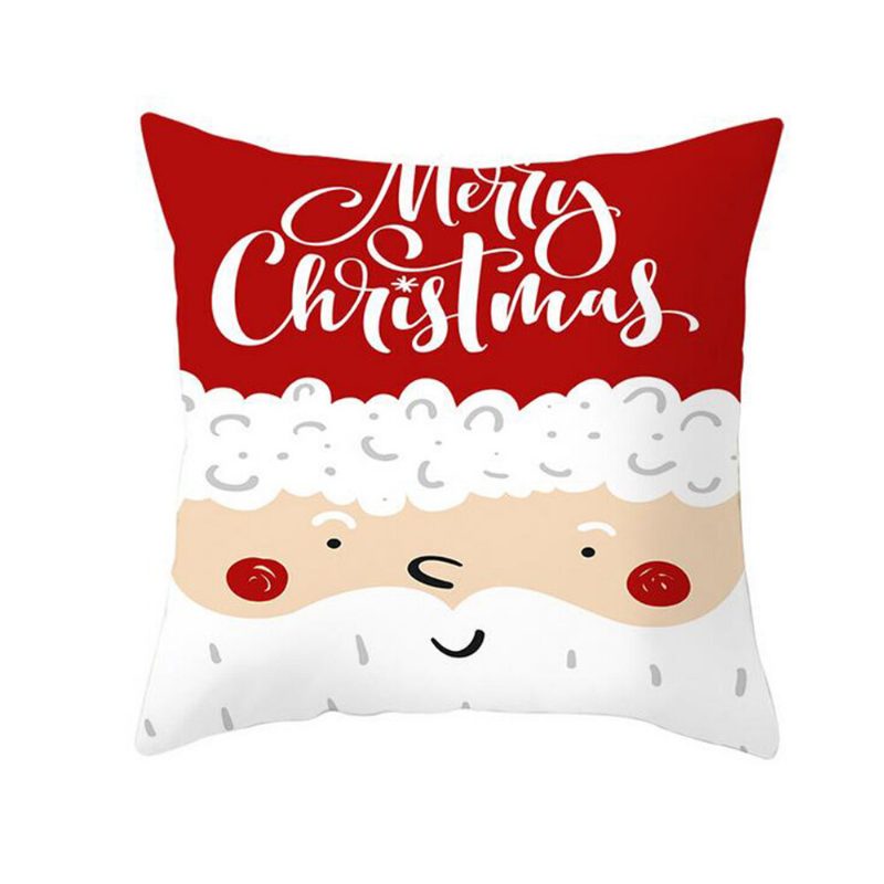 45 X 45 cm Veselé Vianoce Obliečka Na Vankúš Polyesterová Na Santa Claus So Vzorom Losa Ozdobná Na