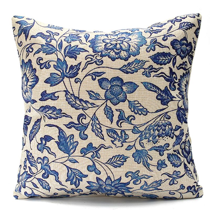 45 X 45 cm Vintage Oriental Retro Blue Kvetinová Obliečka Na Vankúš Na Home Dekor