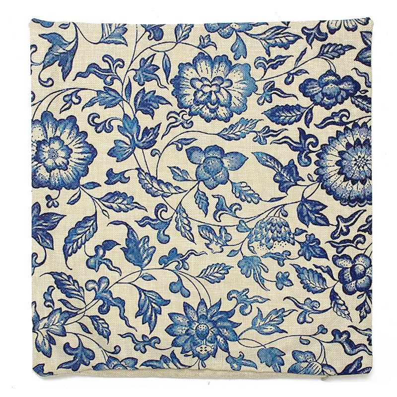 45 X 45 cm Vintage Oriental Retro Blue Kvetinová Obliečka Na Vankúš Na Home Dekor