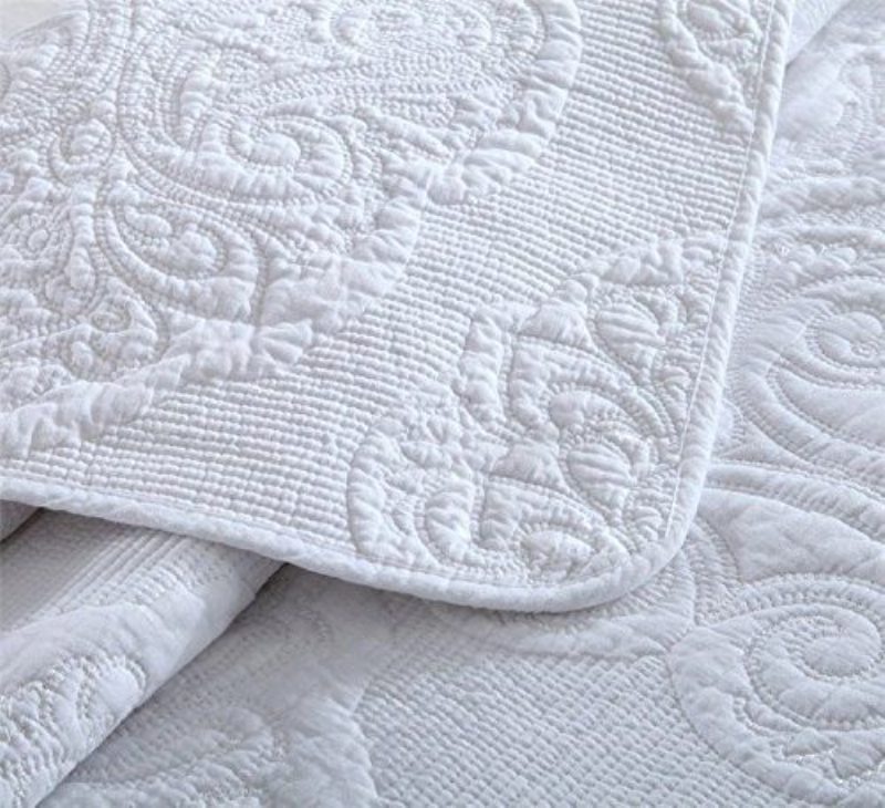 Biela Vintage Kvetinová Súprava Prikrývok Na Posteľ Queen (white Paisley)