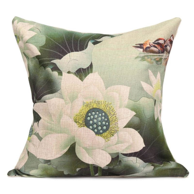 Chinese Ink Lotus Series Throw Obliečka Na Vankúš Bavlnená Na Vankúšik Dekor Domácej Pohovky