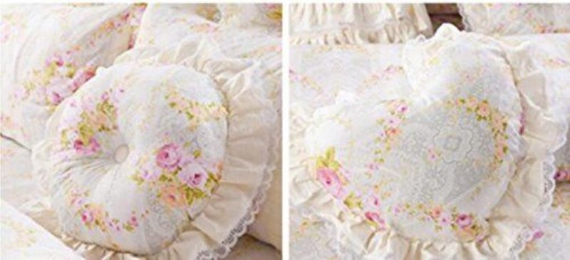 Čipkovaná Súprava Obliečok Na Perinu S Kvetinovou Potlačou Princezná Kórejská Bavlnená Posteľnej Bielizne Queen Size 8pcs