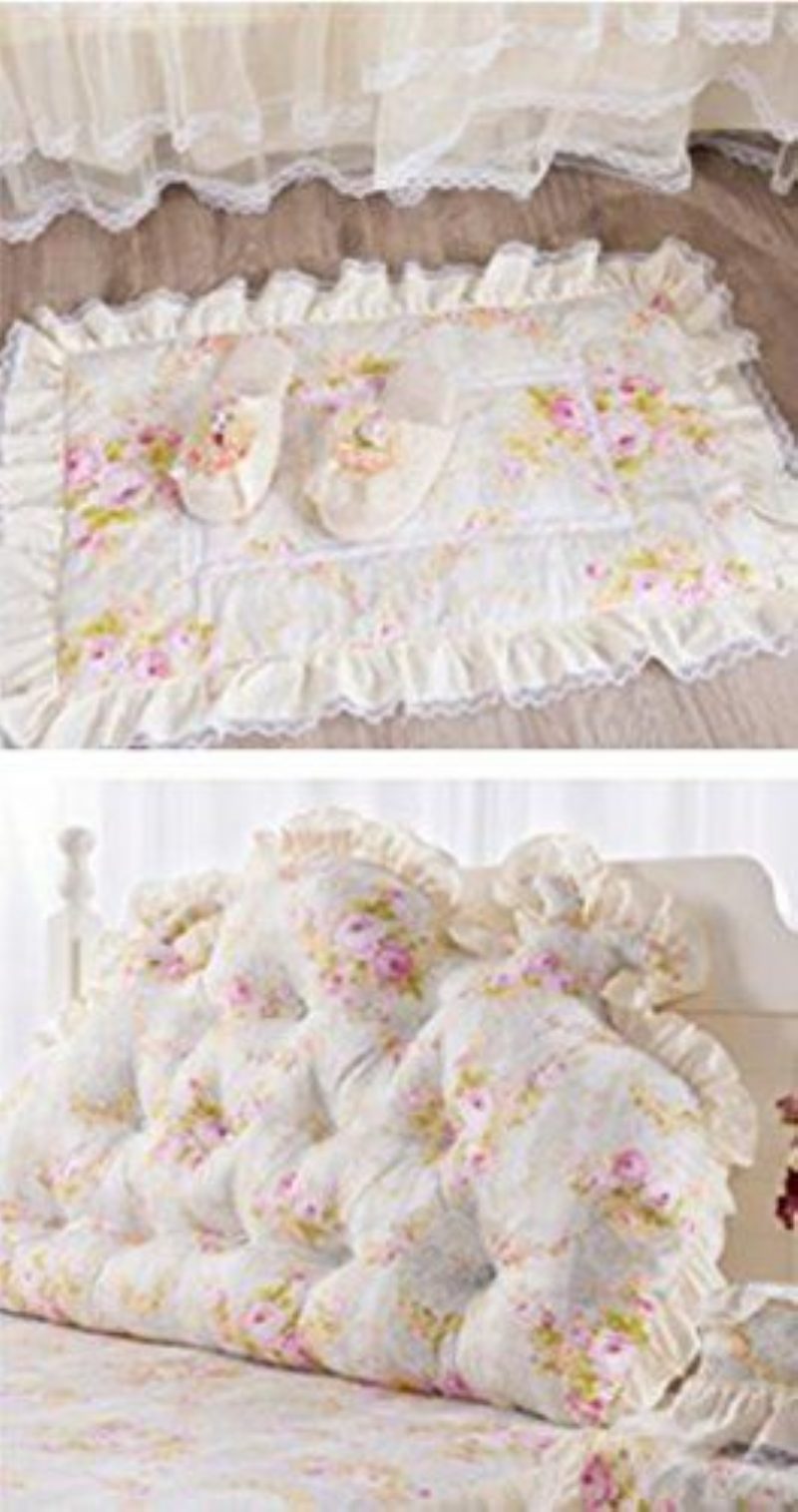 Čipkovaná Súprava Obliečok Na Perinu S Kvetinovou Potlačou Princezná Kórejská Bavlnená Posteľnej Bielizne Queen Size 8pcs