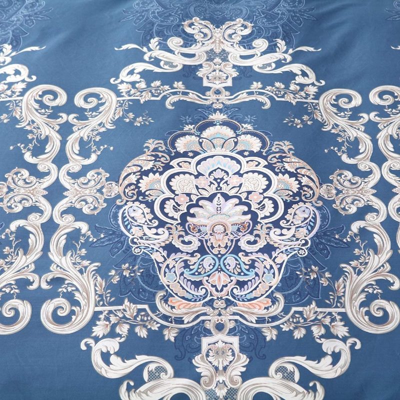 Elegantná A Ošúchaná Posteľná Bielizeň Námornícka Modrá Designer 100 % Bavlna Súprava Obliečok Na Prikrývku Hypoalergénna 3-dielna Magnificent Manor