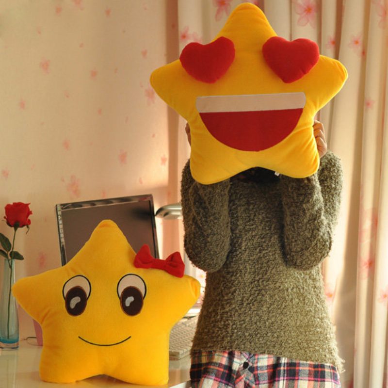 Funny Cute Lovers Vankúš Expression Mäkká Plyšová Pohovka Do Auta Kancelársky Vankúšik Yellow Star Throw