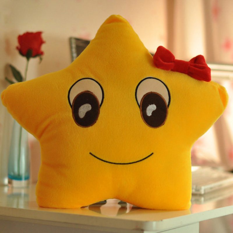 Funny Cute Lovers Vankúš Expression Mäkká Plyšová Pohovka Do Auta Kancelársky Vankúšik Yellow Star Throw