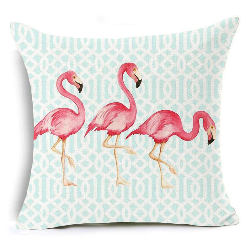 Honana Obliečka Na Vankúš 45 X 45 cm Domáca Dekorácia Flamingo Palmový List Design 16 Voliteľných Vzorov