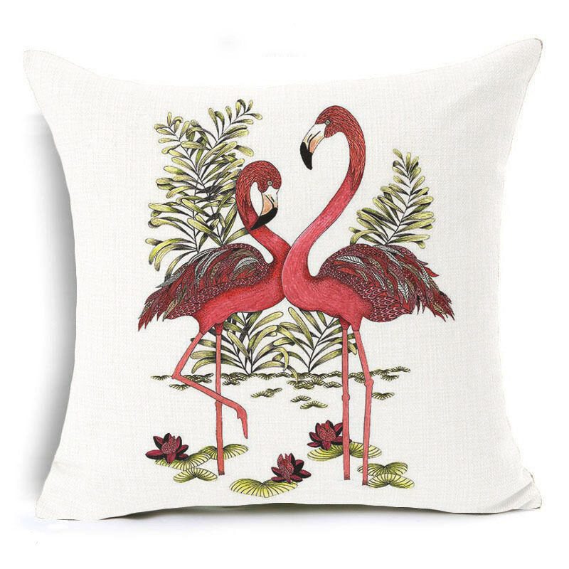 Honana Obliečka Na Vankúš 45 X 45 cm Domáca Dekorácia Flamingo Palmový List Design 16 Voliteľných Vzorov