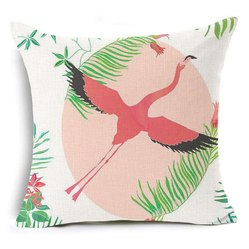 Honana Obliečka Na Vankúš 45 X 45 cm Domáca Dekorácia Flamingo Palmový List Design 16 Voliteľných Vzorov