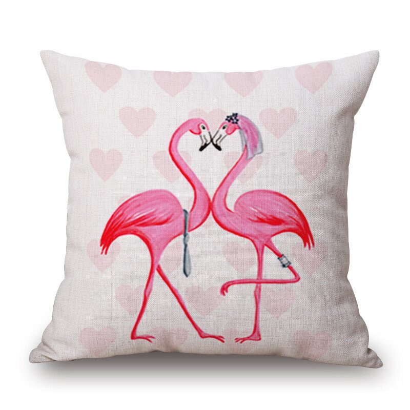 Honana Wx-d2 45x45cm Vintage Flamingos Bavlnené Obliečky Na Vankúšik Vianočný Poťah Na Vankúš Do Pása