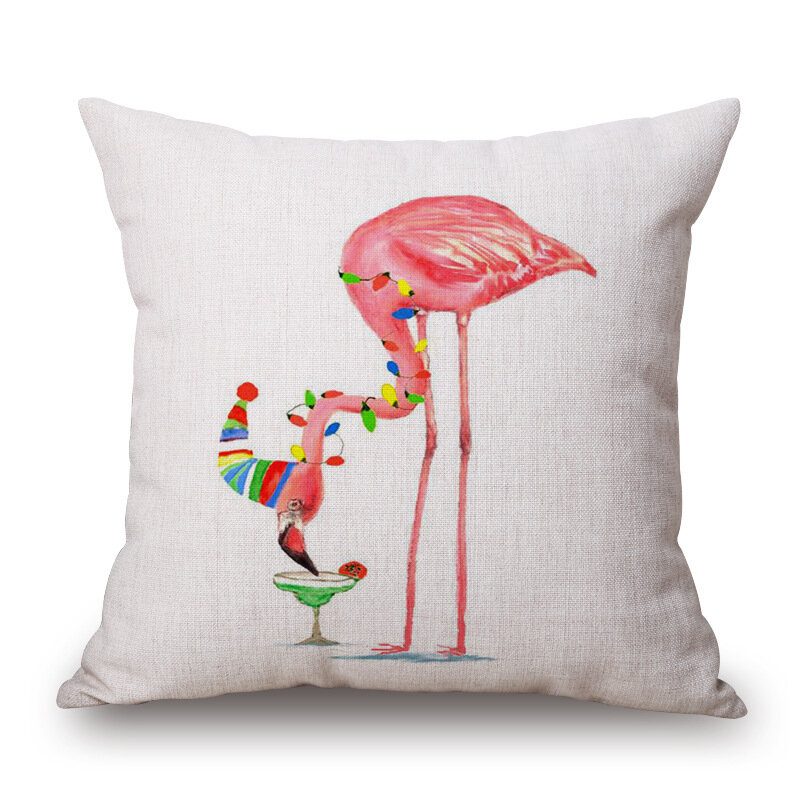 Honana Wx-d2 45x45cm Vintage Flamingos Bavlnené Obliečky Na Vankúšik Vianočný Poťah Na Vankúš Do Pása