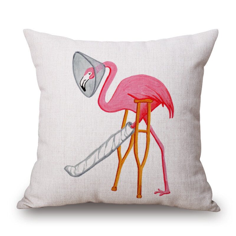 Honana Wx-d2 45x45cm Vintage Flamingos Bavlnené Obliečky Na Vankúšik Vianočný Poťah Na Vankúš Do Pása