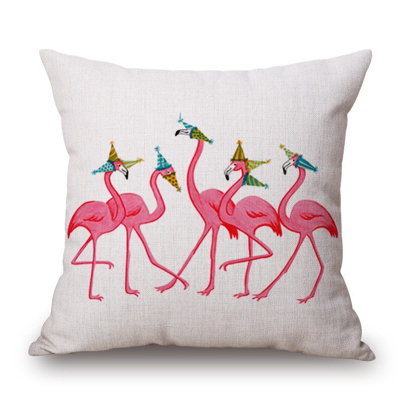 Honana Wx-d2 45x45cm Vintage Flamingos Bavlnené Obliečky Na Vankúšik Vianočný Poťah Na Vankúš Do Pása