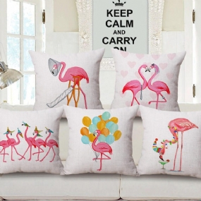 Honana Wx-d2 45x45cm Vintage Flamingos Bavlnené Obliečky Na Vankúšik Vianočný Poťah Na Vankúš Do Pása