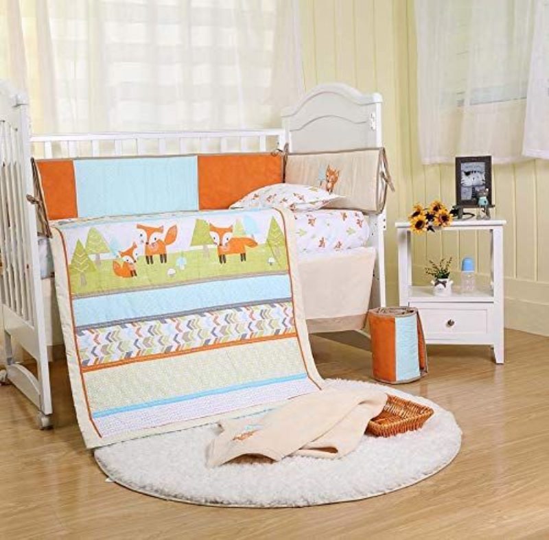 Hravá Súprava Obliečok Do Postieľky Fox Mint Posteľná Bielizeň S Mriežkou Arrow Print Do Detskej Woodland Nursery Viacfarebná Unisex 8ks