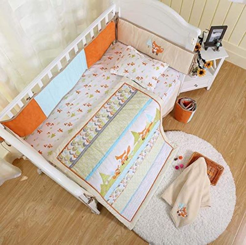 Hravá Súprava Obliečok Do Postieľky Fox Mint Posteľná Bielizeň S Mriežkou Arrow Print Do Detskej Woodland Nursery Viacfarebná Unisex 8ks