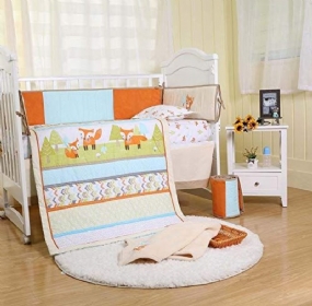 Hravá Súprava Obliečok Do Postieľky Fox Mint Posteľná Bielizeň S Mriežkou Arrow Print Do Detskej Woodland Nursery Viacfarebná Unisex 8ks