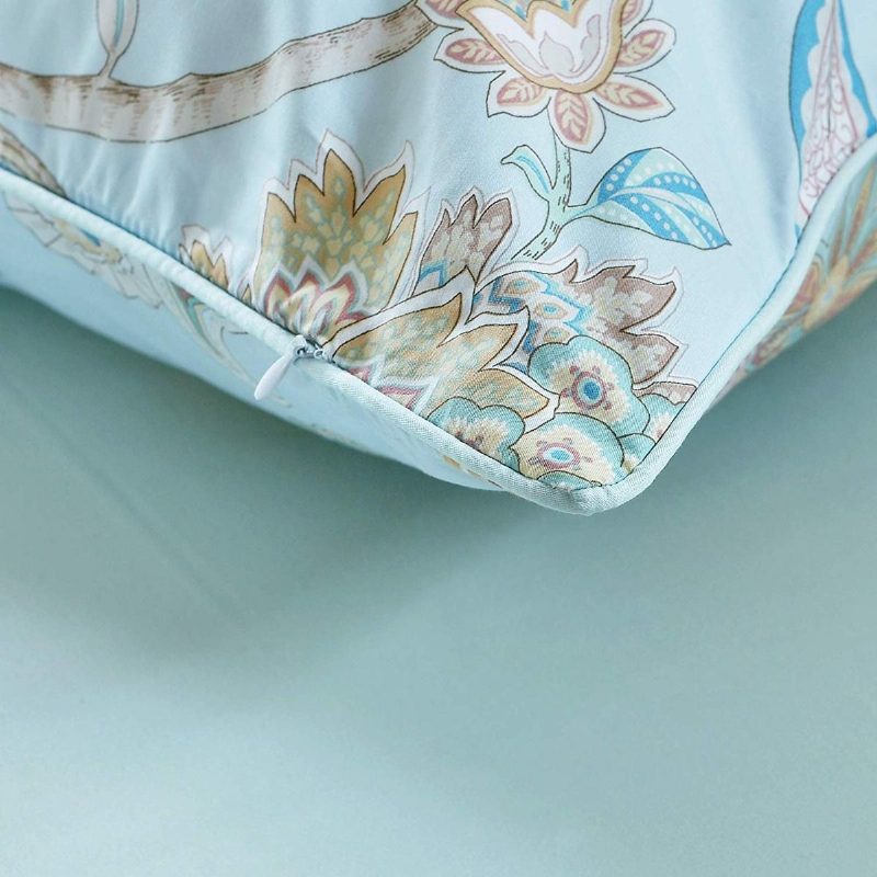Klasický Luxusný Bohémsky Damaškový Kvetinový Set 3 Ks Farmhouse Posteľná Súprava 100% Egyptská Bavlna Ocean Svetlomodrá Prikrývok