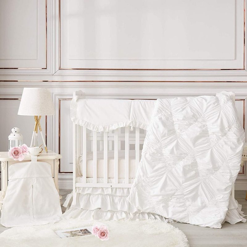 Luxusná Súprava Posteľnej Bielizne S Bielym Volánom Do Postieľky Pre Novorodencov