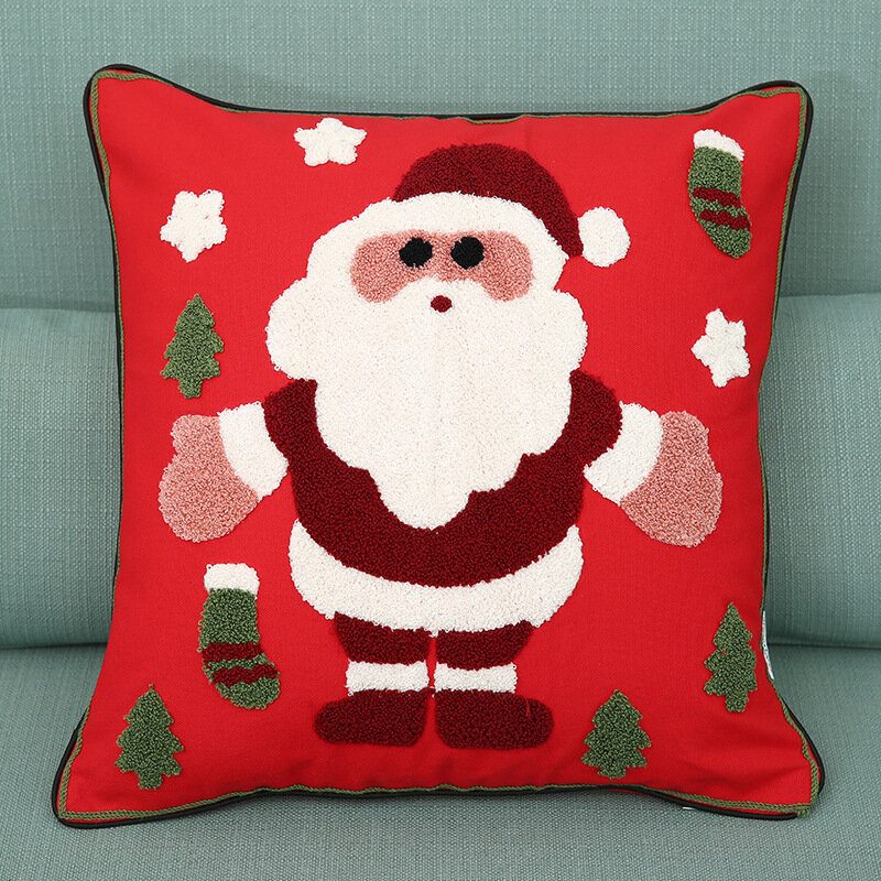 Nové Vianočné Puzdrá Na Vyšívanie Na Vankúš Z Čistej Bavlny Santa Snowflake Cushion Cover