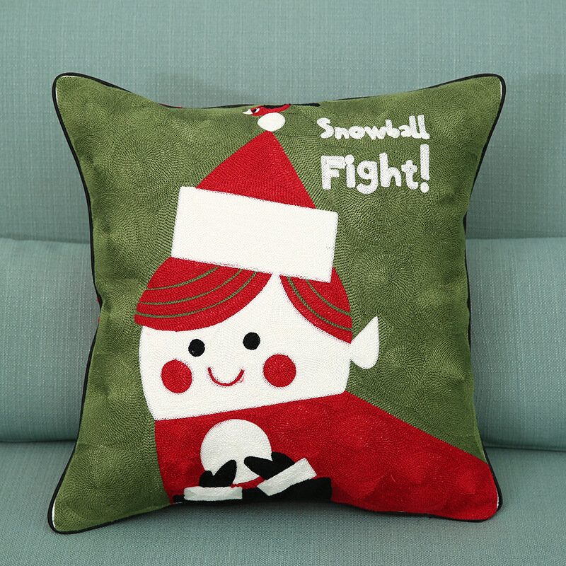 Nové Vianočné Puzdrá Na Vyšívanie Na Vankúš Z Čistej Bavlny Santa Snowflake Cushion Cover