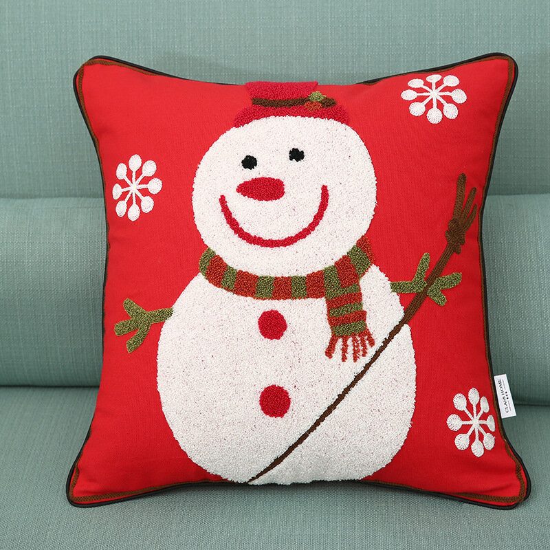 Nové Vianočné Puzdrá Na Vyšívanie Na Vankúš Z Čistej Bavlny Santa Snowflake Cushion Cover