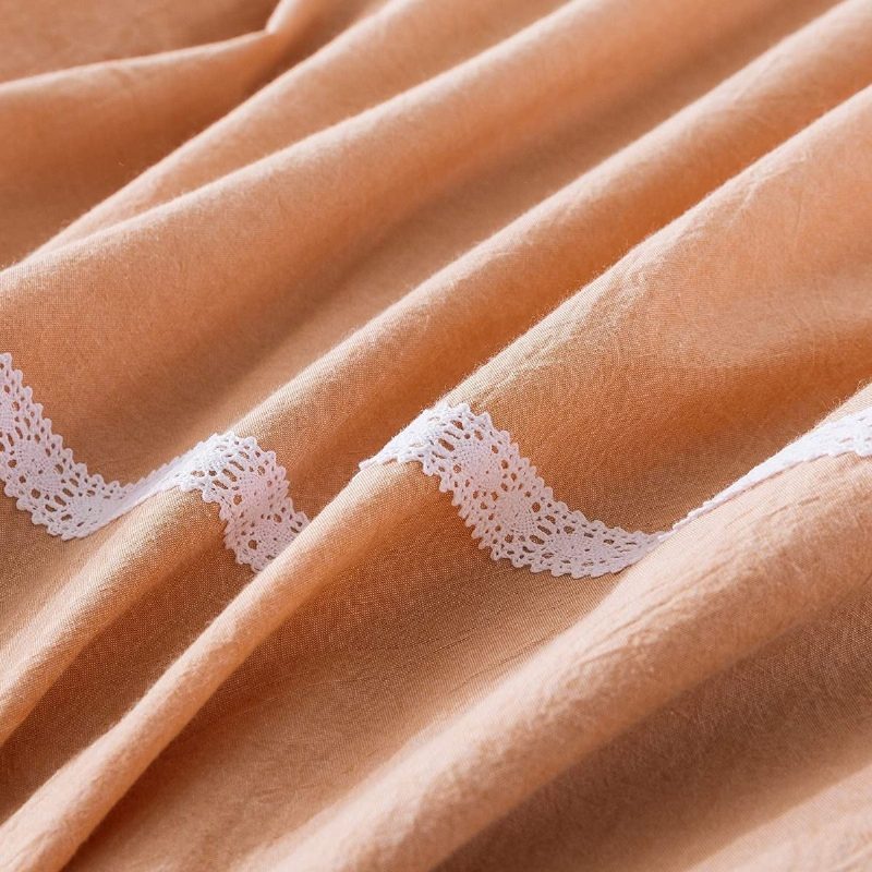 Oranžová Súprava Dievčenskej Posteľnej Bielizne Obliečok Na Prikrývku S Čipkou Zo 100 % Pranej Bavlny