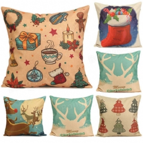 Ponožky Na Vianočný Stromček S Kreslenými Potlačami Na Vankúše Na Domácu Pohovku Square Cushion Cover