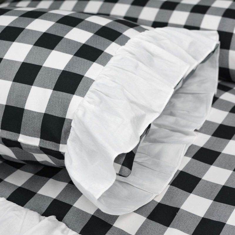 Posteľná Súprava Buffalo Plaid King Size 3-dielna Obliečka Na Prikrývku Farmhouse (king Black And White Plaid)