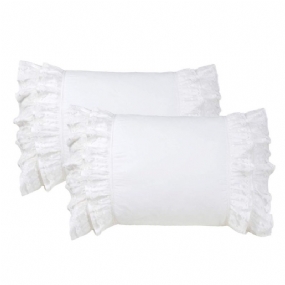 Romantické Biele Obliečky Na Vankúše Volánkové Shams Na Zo 100 % Bavlny Súprava 2 Kusov