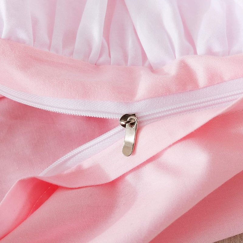 Ružová Súprava Dievčenskej Posteľnej Bielizne 3 Ks Roztomilý Bownot Čipkovaný Dizajn Obliečky Na Perinu Princeznovských Obliečok Zo 100 % Bavlny